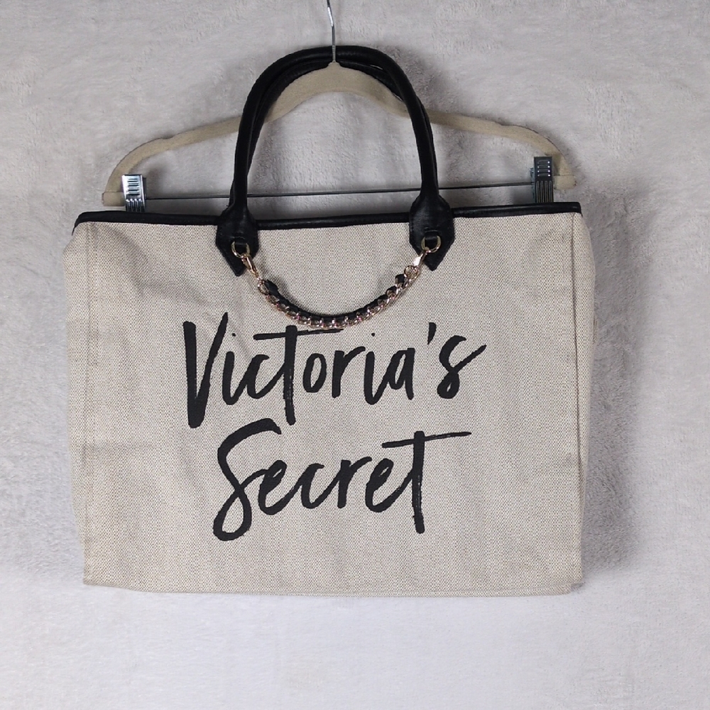 Victoria's Secret Cream Large Canvas‎ Tote Bag